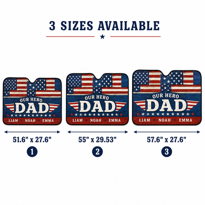 Personalized Dad US Auto Car Sun Shade, Custom Car Sun Shade for Dad, Gift For Dad TOM99