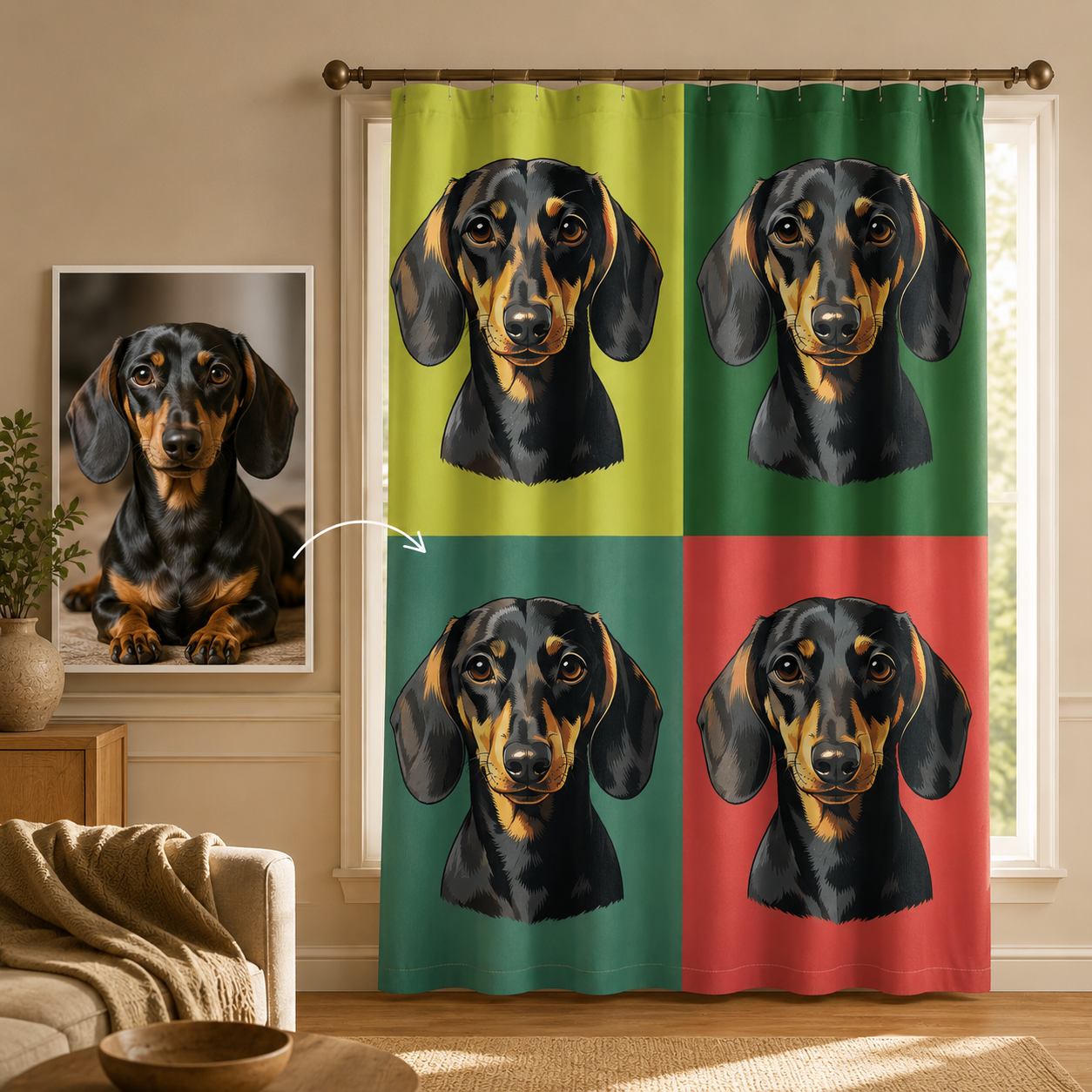 Custom Photo Dog Face Window Curtain | Gift For Dog Lovers