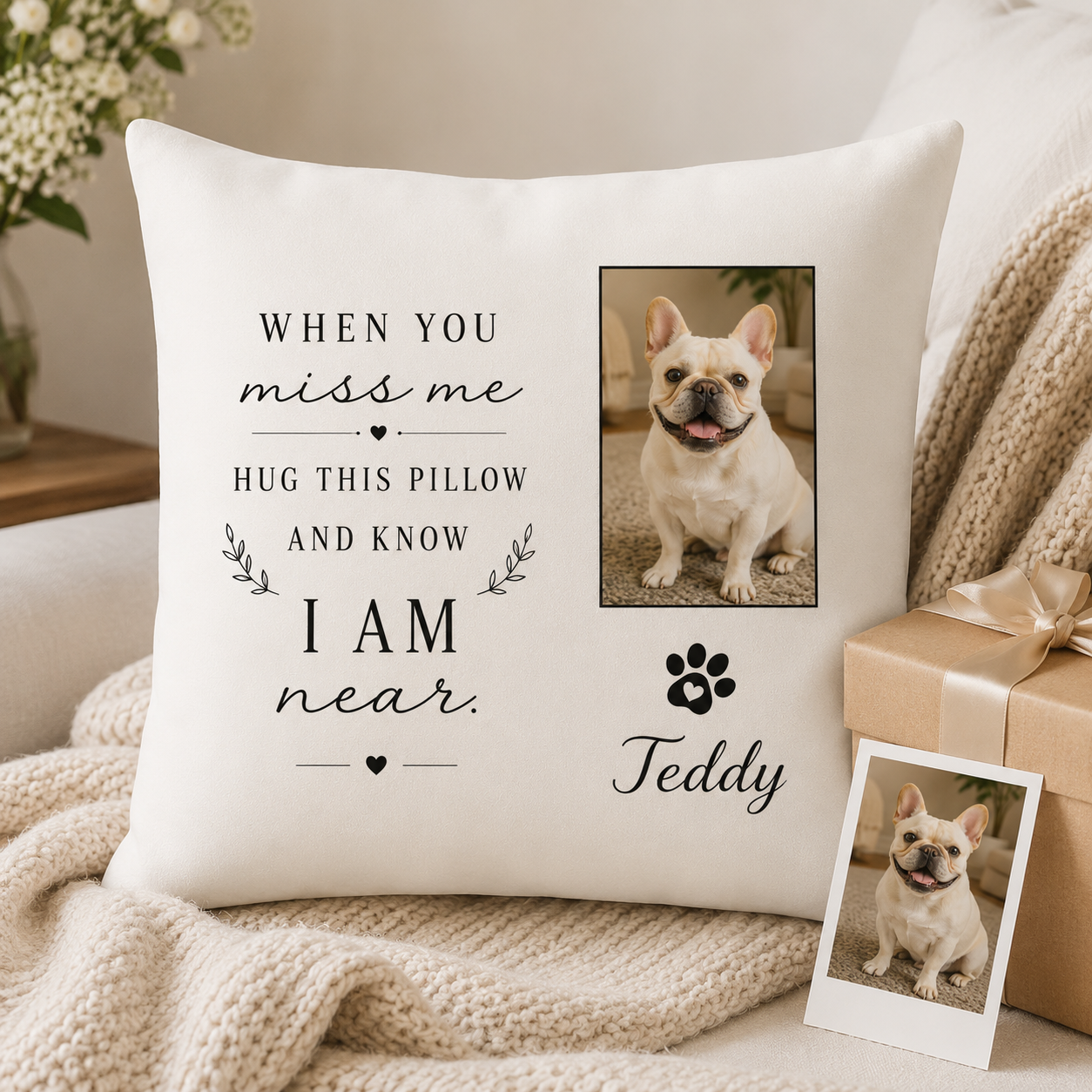 Custom Photo Dog Memories Pillow | Gift For Dog Lovers | Personalized Dog Decor TOM99
