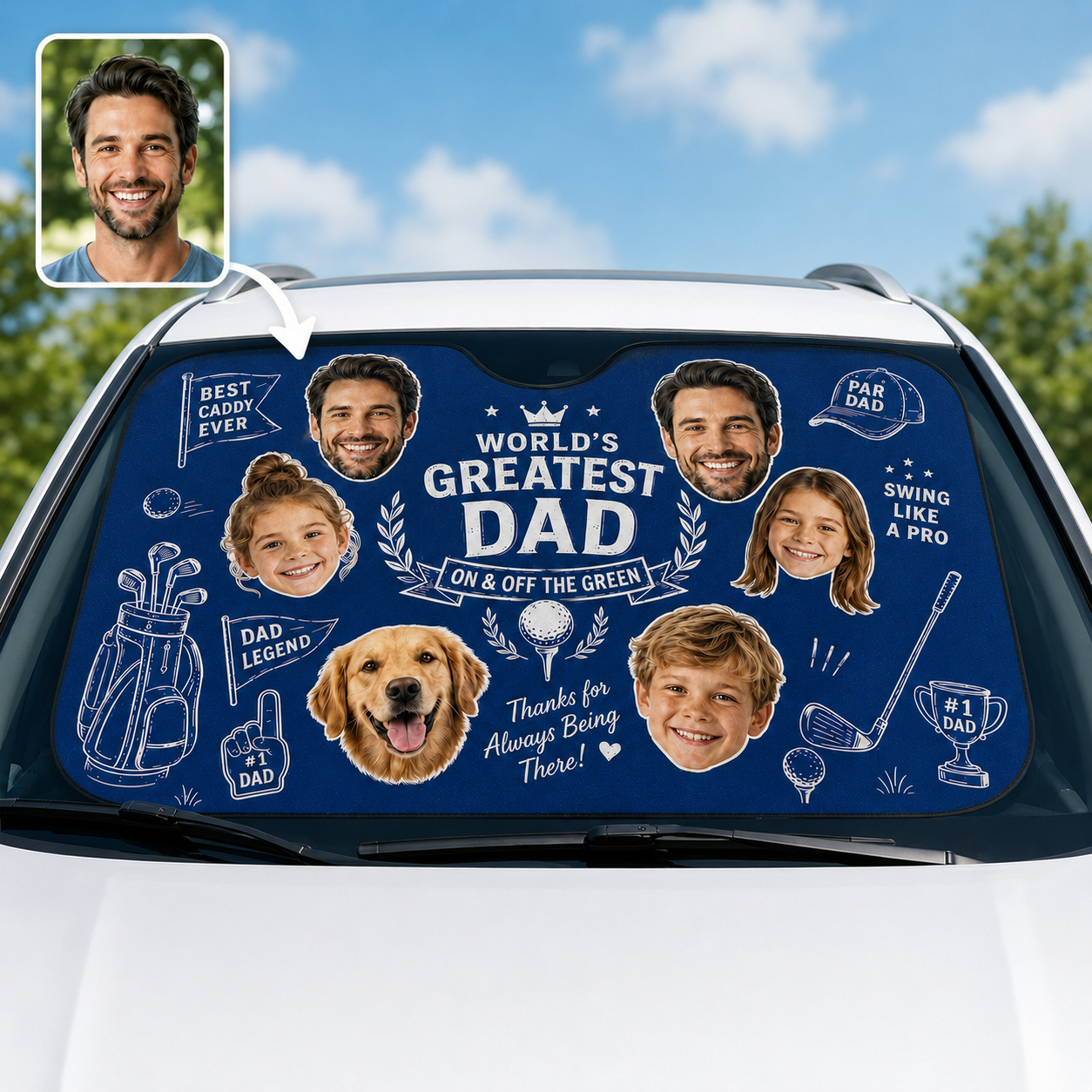 Personalized Great Dad Car Windshield Sun Shade, Custom Car Sun Shade for Dad, Gift For Dad TOM99