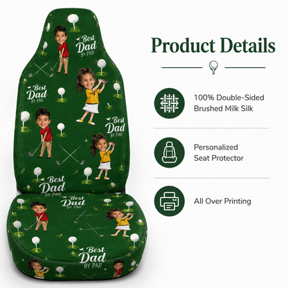Personalized Dad Golf Portrait Car Seat Cover, Custom Dad Seat Protector, Gift For Dad TOM99