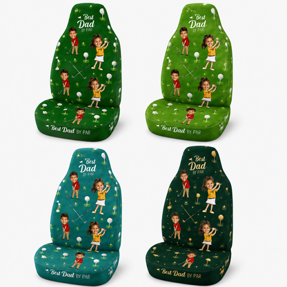Personalized Dad Golf Portrait Car Seat Cover, Custom Dad Seat Protector, Gift For Dad TOM99