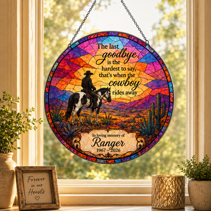 Custom Photo Horse Memories Stained Glass Suncatcher – Personalized Horse Lover Gifts | Gift For Horse Lover TOM99