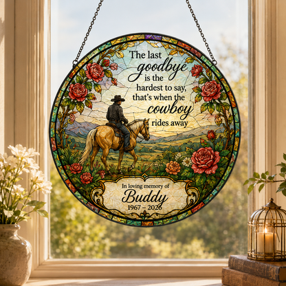 Custom Photo Horse Memories Stained Glass Suncatcher – Personalized Horse Lover Gifts | Gift For Horse Lover TOM99