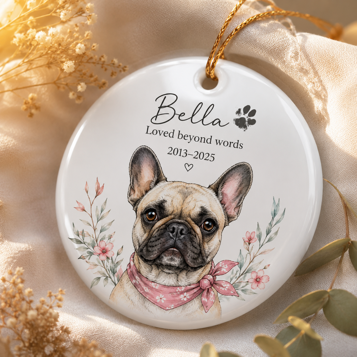 Custom Photo Dog In Our Heart Memorial Ceramic Ornament | Personalized Dog Lovers Gifts | Gift For Dog Lovers TOM99