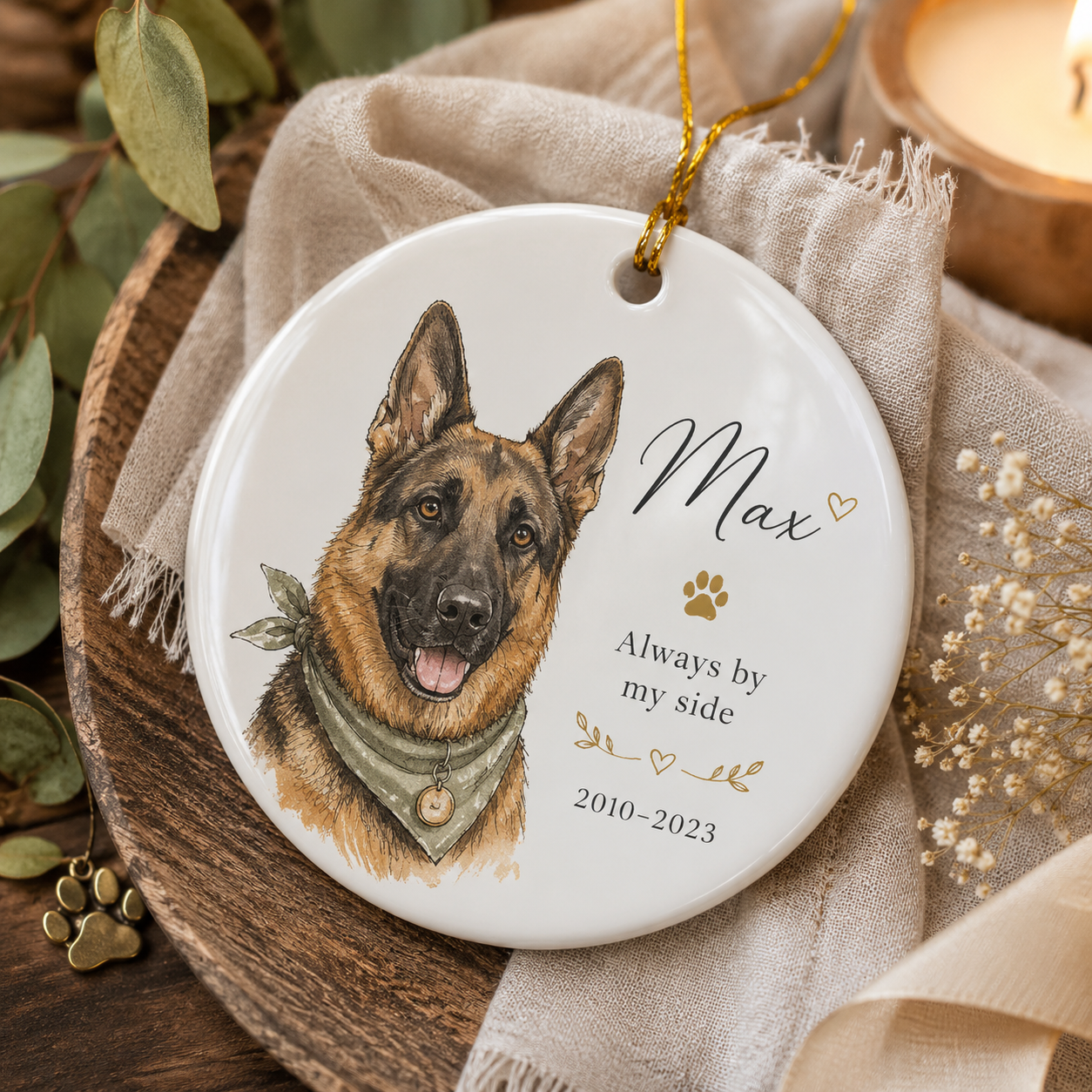 Custom Photo Dog In Our Heart Memorial Ceramic Ornament | Personalized Dog Lovers Gifts | Gift For Dog Lovers TOM99