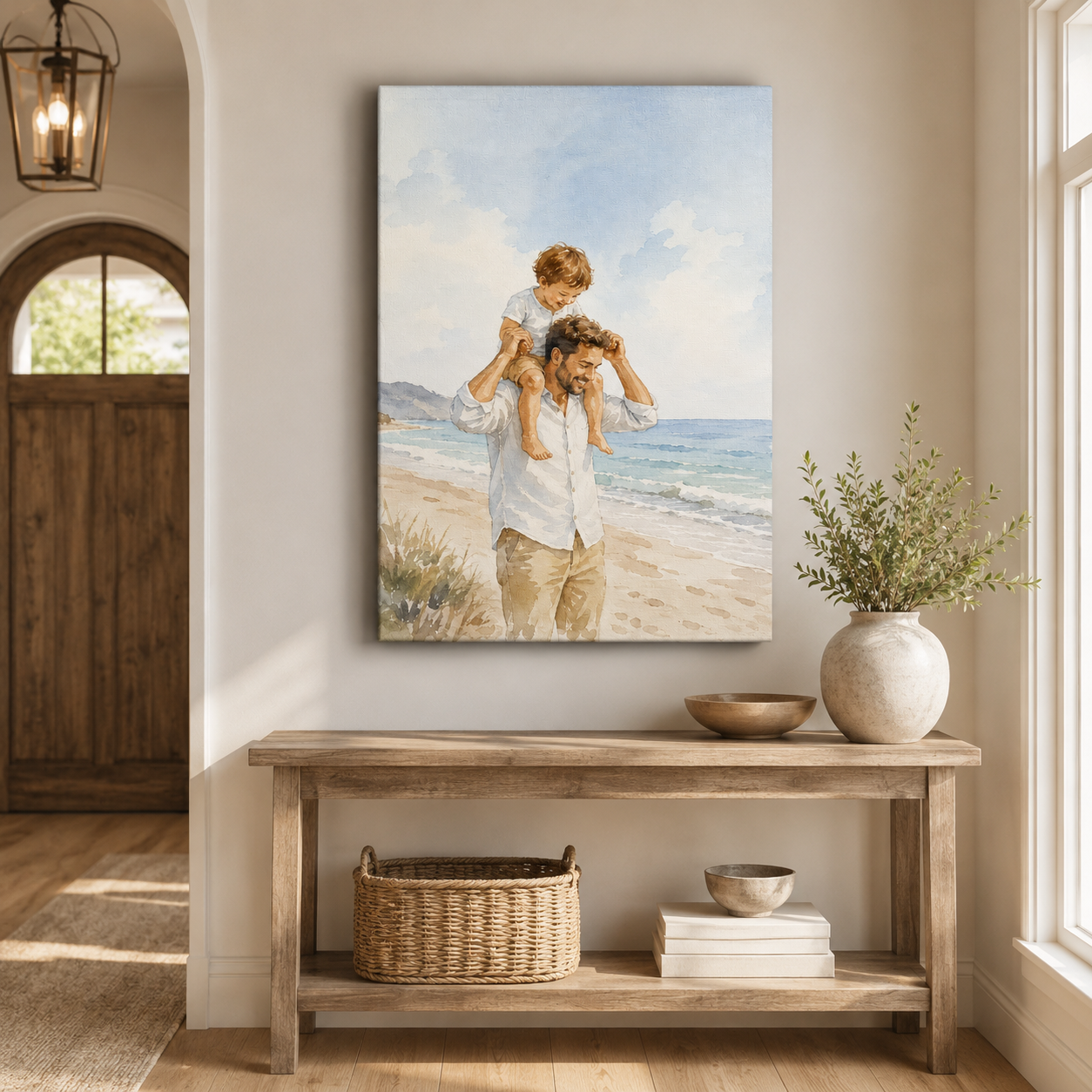 Custom Photo Dad And Son Canvas Wall Art - Custom Gift For Dad TOM99