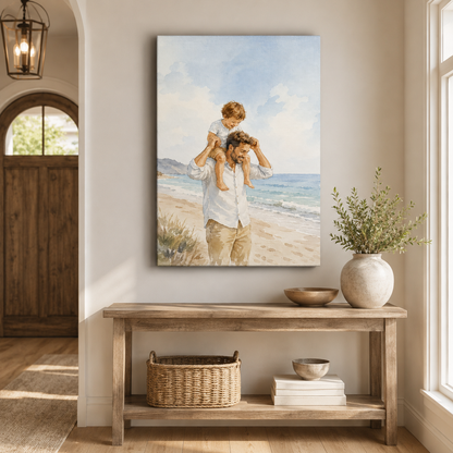 Custom Photo Dad And Son Canvas Wall Art - Custom Gift For Dad TOM99