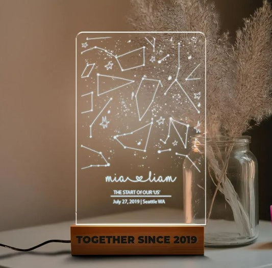 Custom Star Map By Date Led Light | Personalized Constellation Map Night Light | Engagement Gift