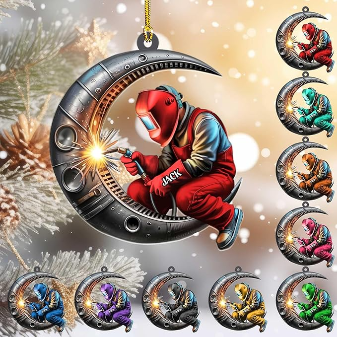Custom Welder Sit On The Moon Style 16 Christmas Ornament