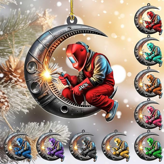 Custom Welder Sit On The Moon Style 16 Christmas Ornament