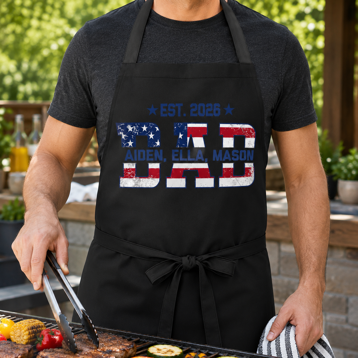 Custom US Dad Apron, Personalized Apron For Dad, Gifts For Dad - TOM99