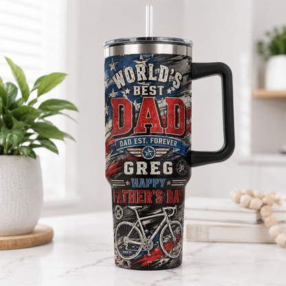 Custom World's Best Dad 40oz Tumbler, Personalized Dad Tumbler, Father’s Day Gift TOM99