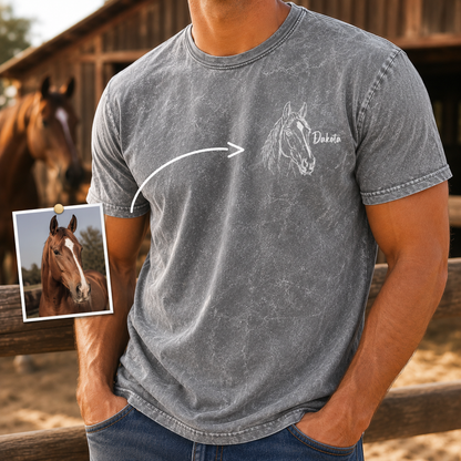 Custom Photo Horse Love Wash T-Shirt | Personalized Horse Lover Shirt | Gift For Horse Lovers TOM99