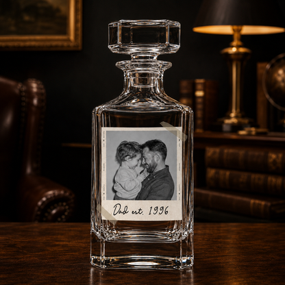 Custom Photo Dad Est Whiskey Decanter Set | Personalized Gift For Dad | Father's Day Gifts