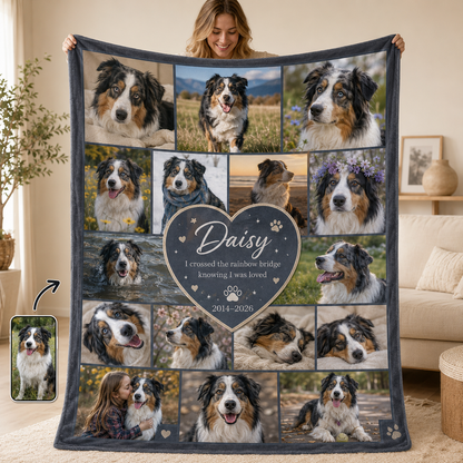 Custom Photo Dog Memorial Blanket | Personalized Dog Lovers Gifts | Gift For Dog Lovers TOM99