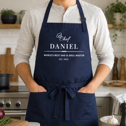 Custom Best Dad Chef Apron, Personalized Apron For Dad, Gifts For Dad - TOM99