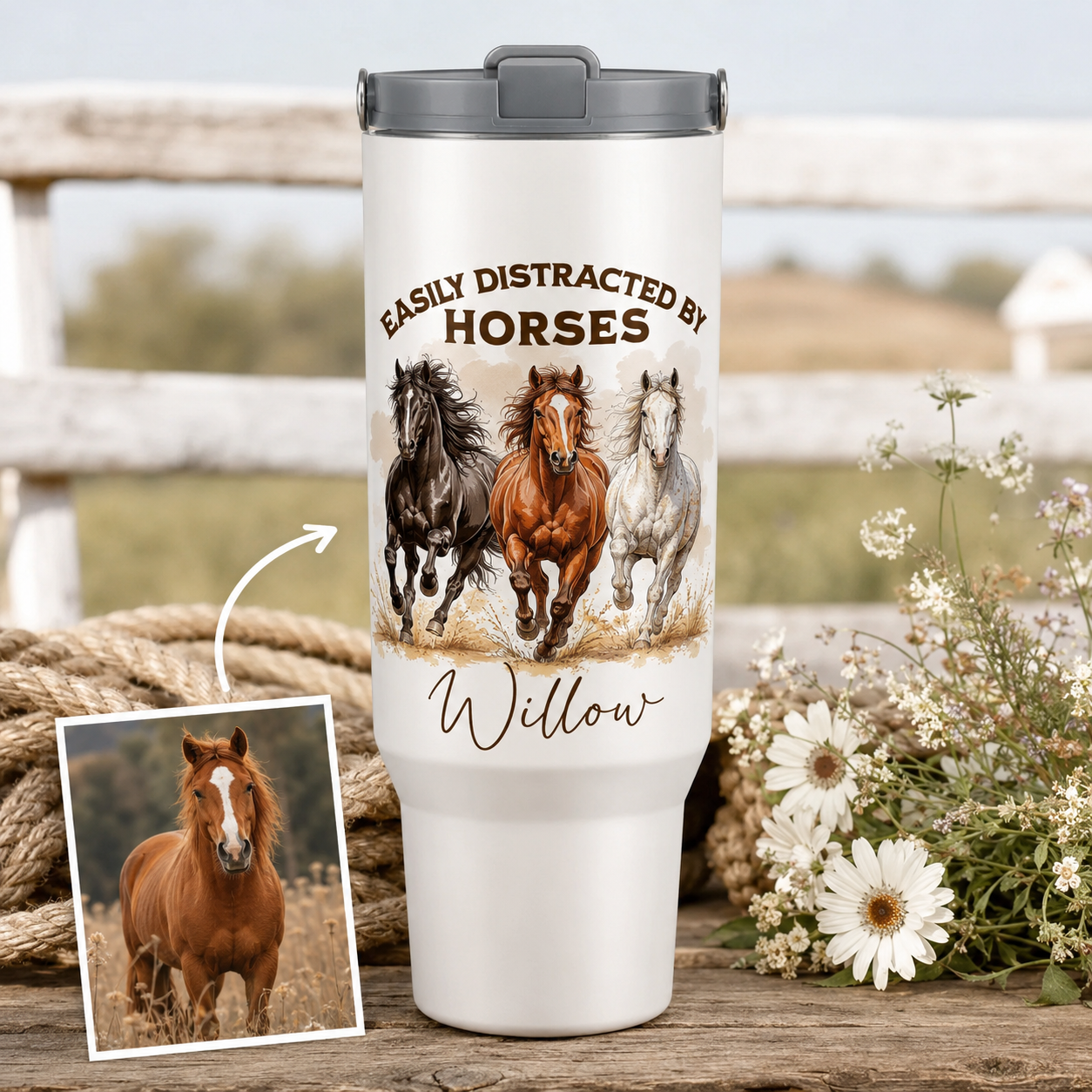 Custom Photo My Horse 30oz Tumbler | Gift For Horse Lovers | Pet Lover Gifts