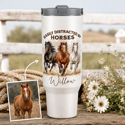 Custom Photo My Horse 30oz Tumbler | Gift For Horse Lovers | Pet Lover Gifts