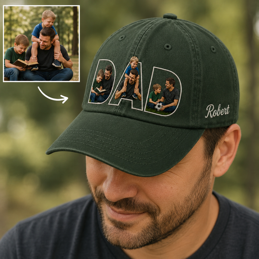 Custom Photo Father Embroidered Hat, Personalized Cap, Custom Portrait Dad Hat, Father’s Day Gift TOM99