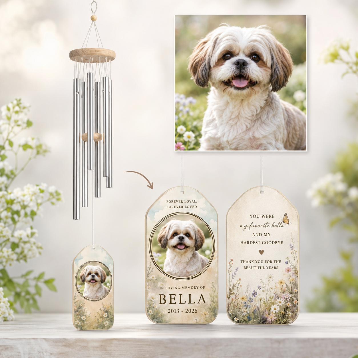 Custom Photo Dog In Loving Memory Wind Chime | Personalized Dog Lovers Gifts | Gift For Dog Lovers TOM99