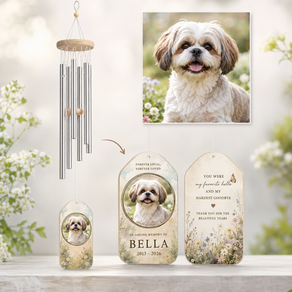 Custom Photo Dog In Loving Memory Wind Chime | Personalized Dog Lovers Gifts | Gift For Dog Lovers TOM99