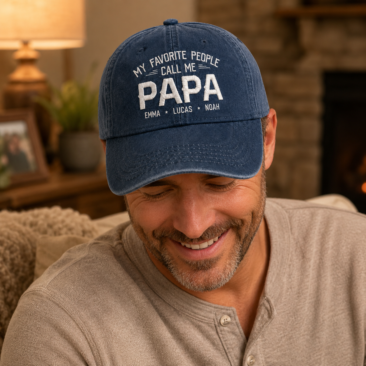 Custom Photo Call Me Papa Dad Embroidered Hat, Personalized Cap, Custom Portrait Dad Hat, Father’s Day Gift TOM99