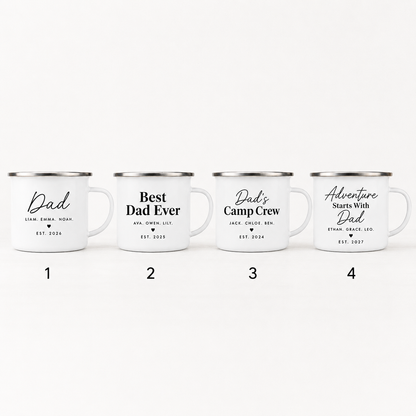 Personalized Dad Crew Camp Mug 12oz, Custom Dad Enamel Cup, Gift For Dad TOM99