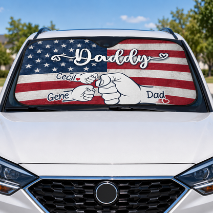 Personalized Daddy Punch Car Windshield Sun Shade, Custom Car Sun Shade for Dad, Gift For Dad TOM99