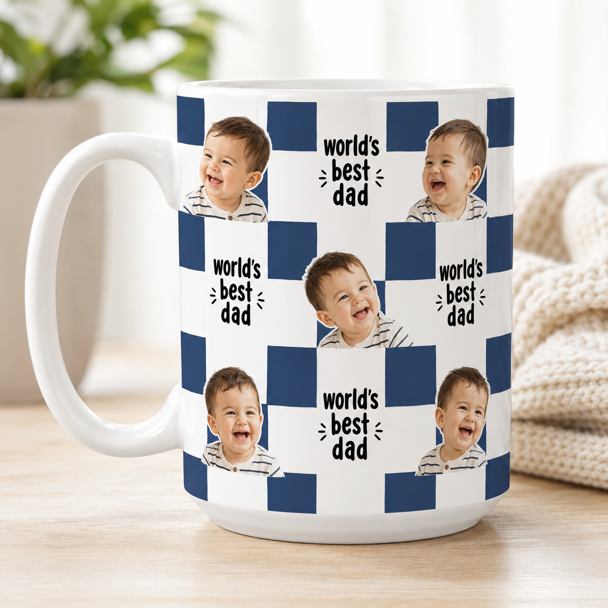 Custom Photo World's Best Dad Mug, Personalized Mug Mug For Husband Dad Grandfather TOM99