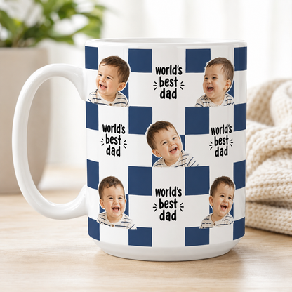Custom Photo World's Best Dad Mug, Personalized Mug Mug For Husband Dad Grandfather TOM99