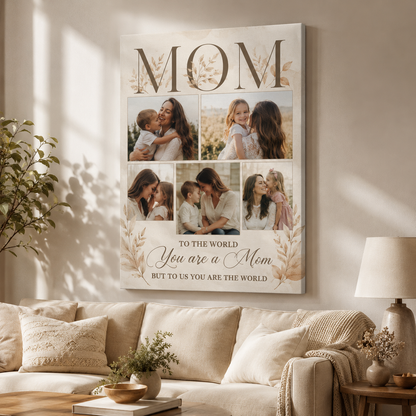 Custom Photo Mom Is The World Canvas Wall Art - Custom Gift For Mom TOM99