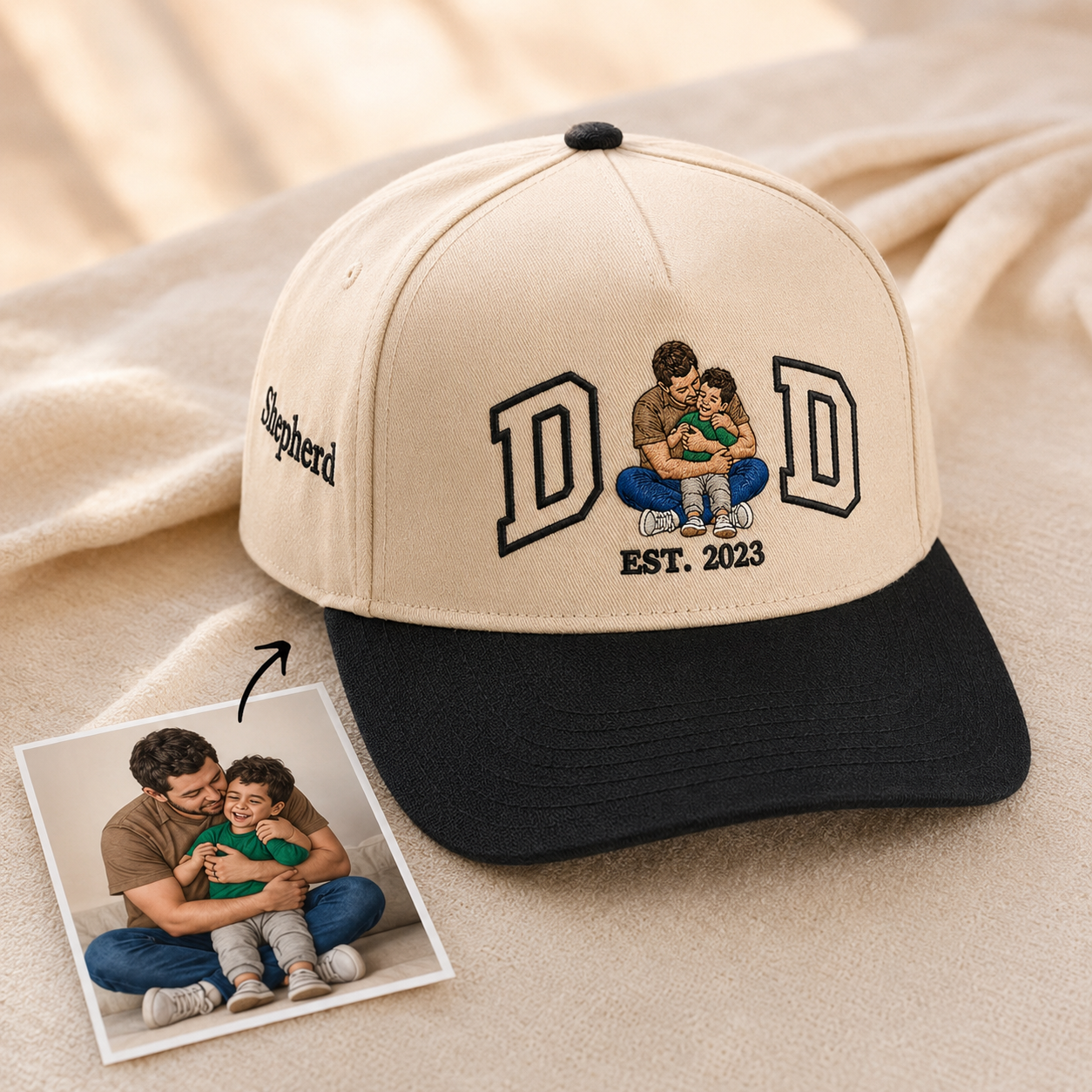 Custom Photo Dad Embroidered Hat, Personalized Cap, Custom Portrait Dad Hat, Father’s Day Gift TOM99