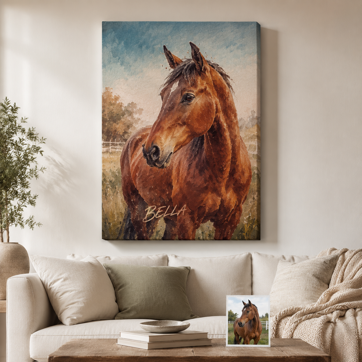 Custom Photo Pure Horse Wall Art Canvas | Personalized Horse Photo Canvas | Gift For Horse Lovers TOM99