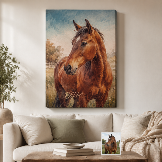 Custom Photo Pure Horse Wall Art Canvas | Personalized Horse Photo Canvas | Gift For Horse Lovers TOM99