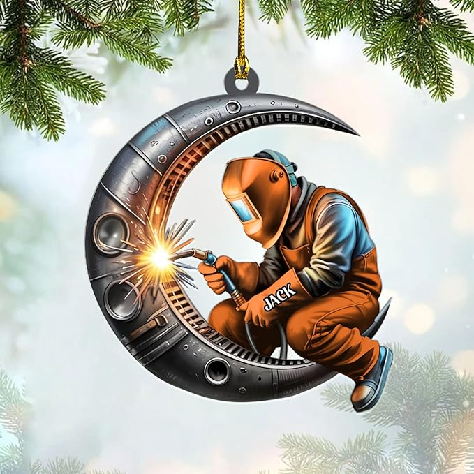 Custom Welder Sit On The Moon Style 16 Christmas Ornament