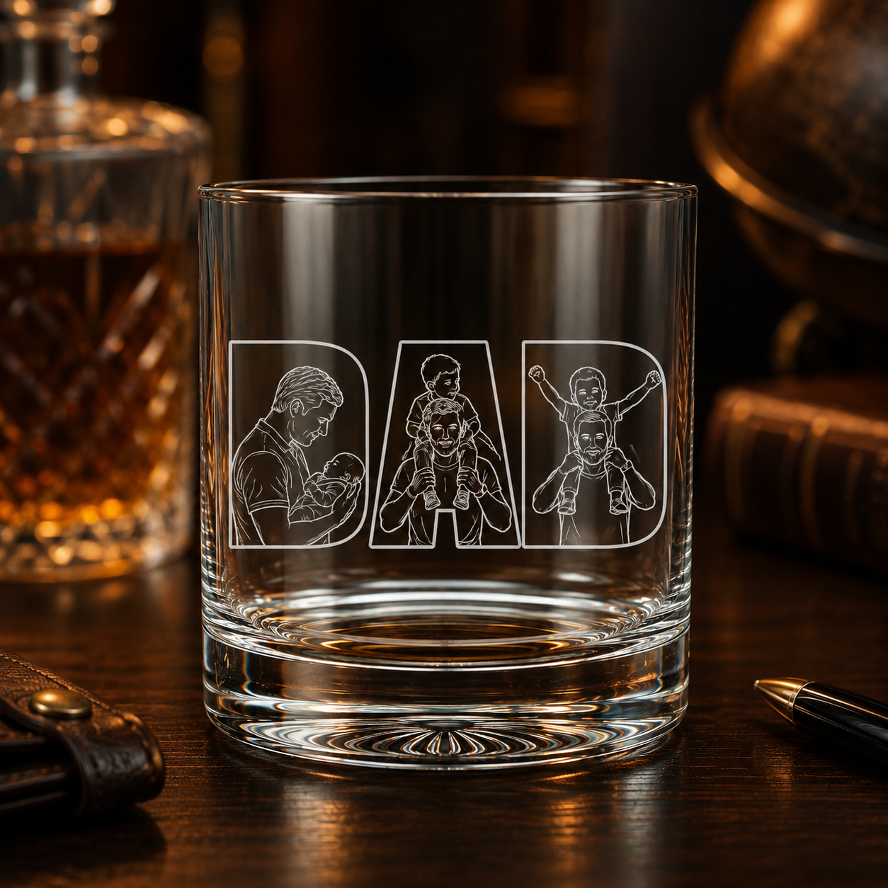Custom Photo Dad Whiskey Glass | Photo Dad Portrait Gift | Father's Day Gifs | Gift For Father TOM99