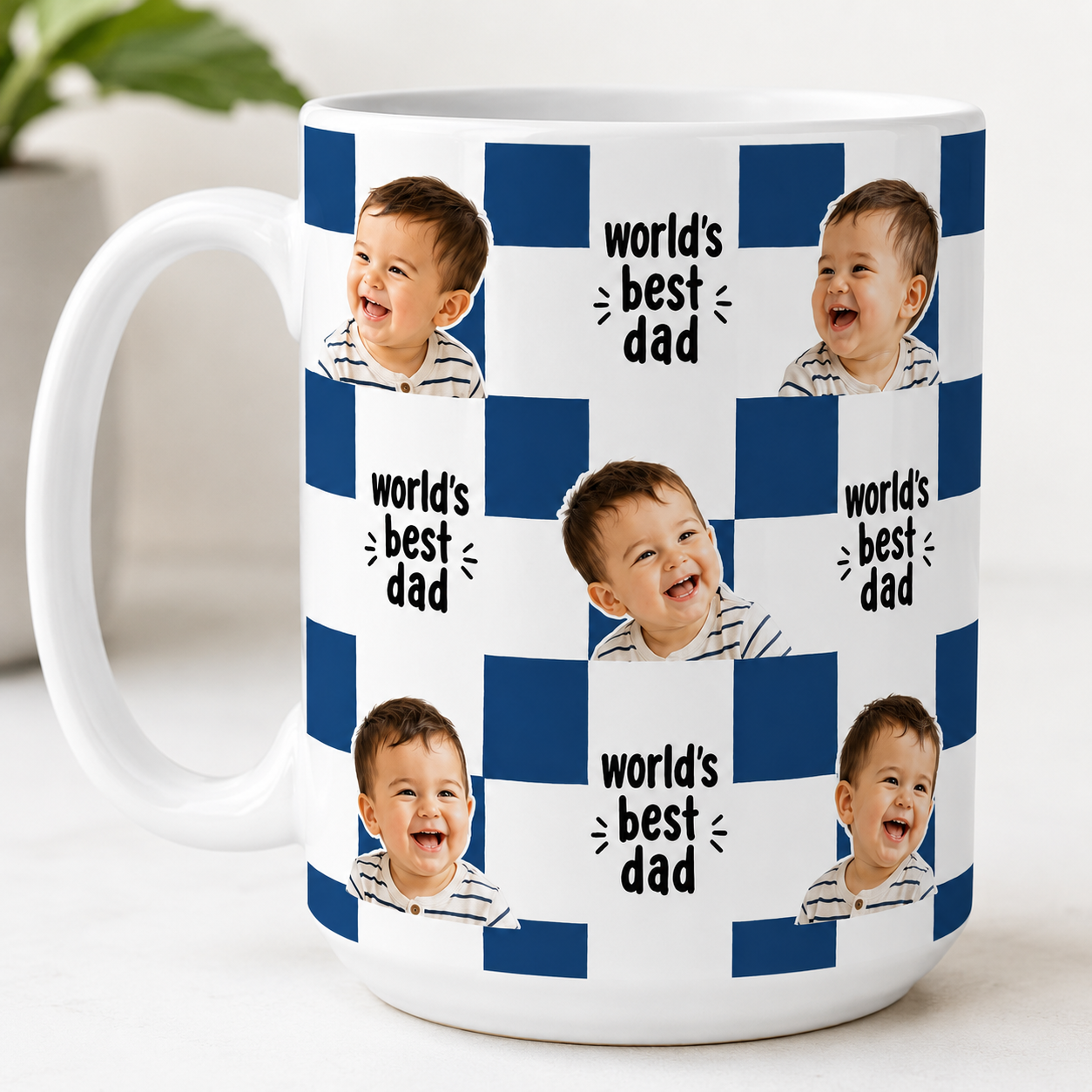 Custom Photo World's Best Dad Mug, Personalized Mug Mug For Husband Dad Grandfather TOM99
