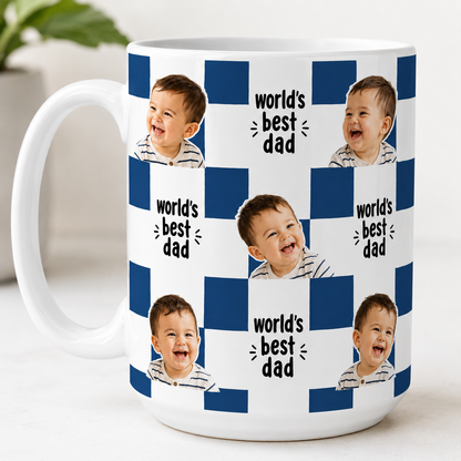 Custom Photo World's Best Dad Mug, Personalized Mug Mug For Husband Dad Grandfather TOM99