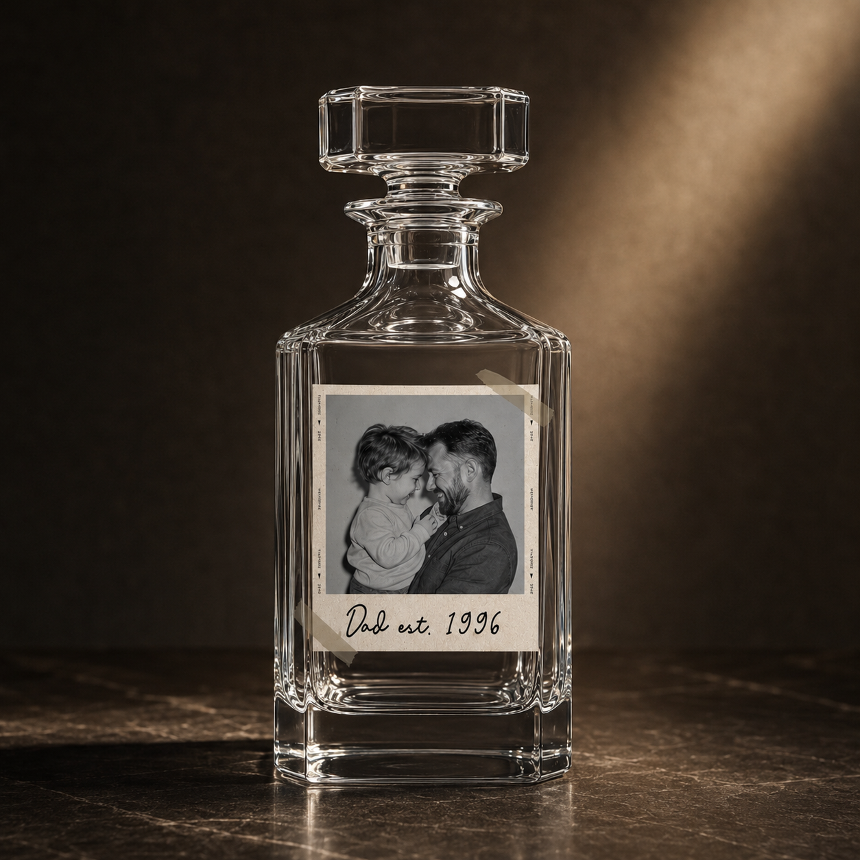 Custom Photo Dad Est Whiskey Decanter Set | Personalized Gift For Dad | Father's Day Gifts