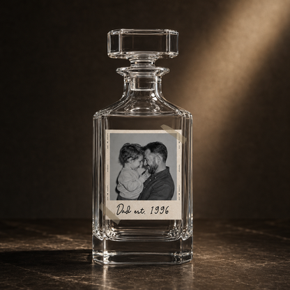 Custom Photo Dad Est Whiskey Decanter Set | Personalized Gift For Dad | Father's Day Gifts
