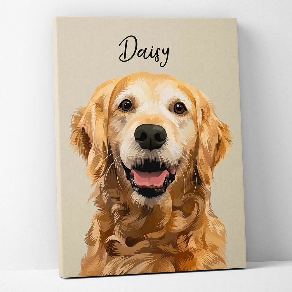 Custom Dog Photo Portrait Watercolor Wall Art Canvas | Gift For Dog Lovers