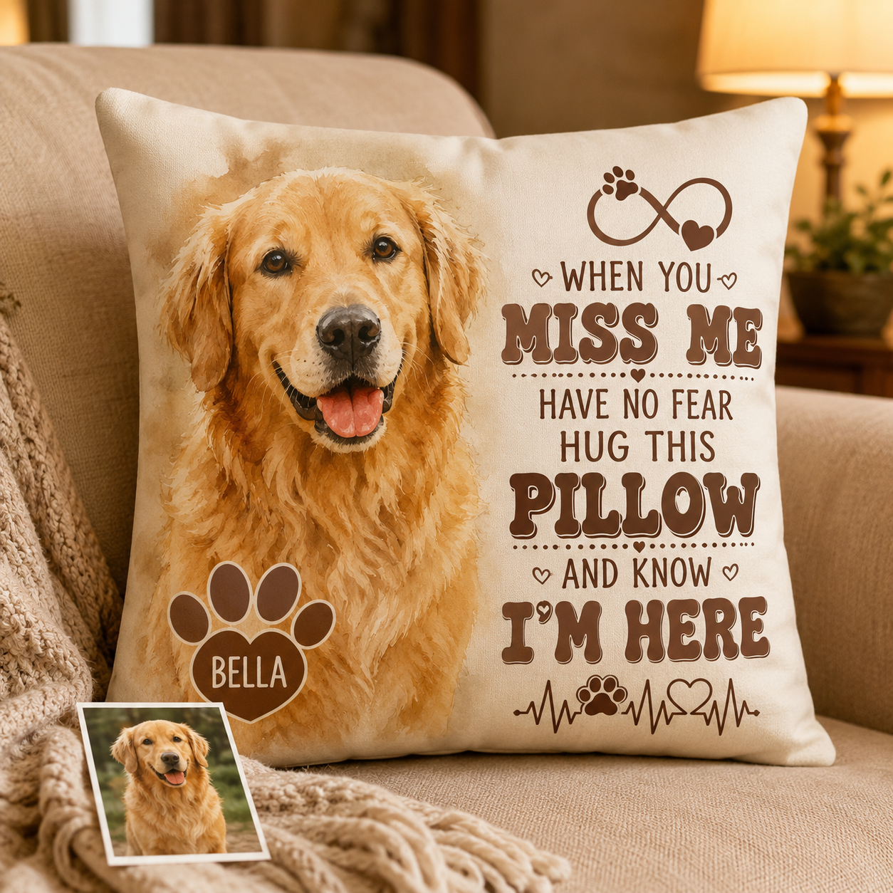 Custom Photo Dog Memories Pillow | Gift For Dog Lovers | Personalized Dog Decor TOM99