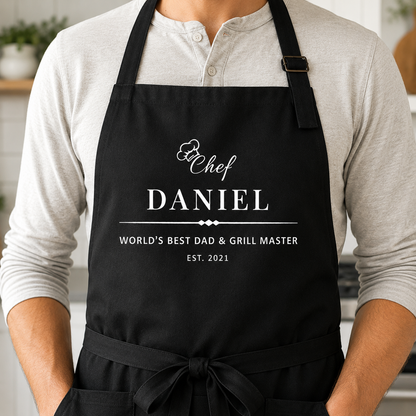 Custom Best Dad Chef Apron, Personalized Apron For Dad, Gifts For Dad - TOM99