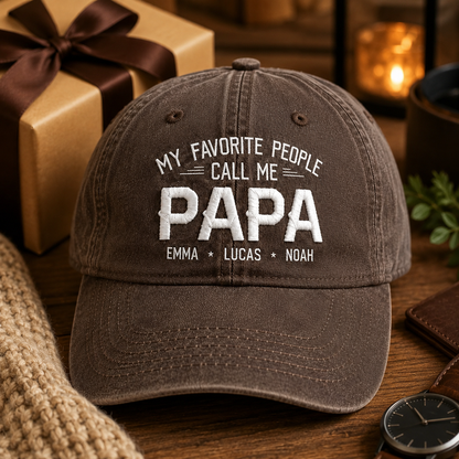 Custom Photo Call Me Papa Dad Embroidered Hat, Personalized Cap, Custom Portrait Dad Hat, Father’s Day Gift TOM99