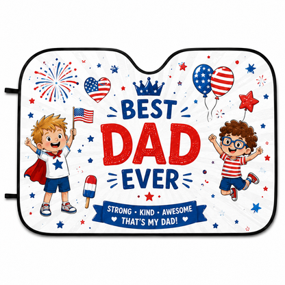 Personalized Best Papa Car Windshield Sun Shade, Custom Car Sun Shade for Dad, Gift For Dad TOM99