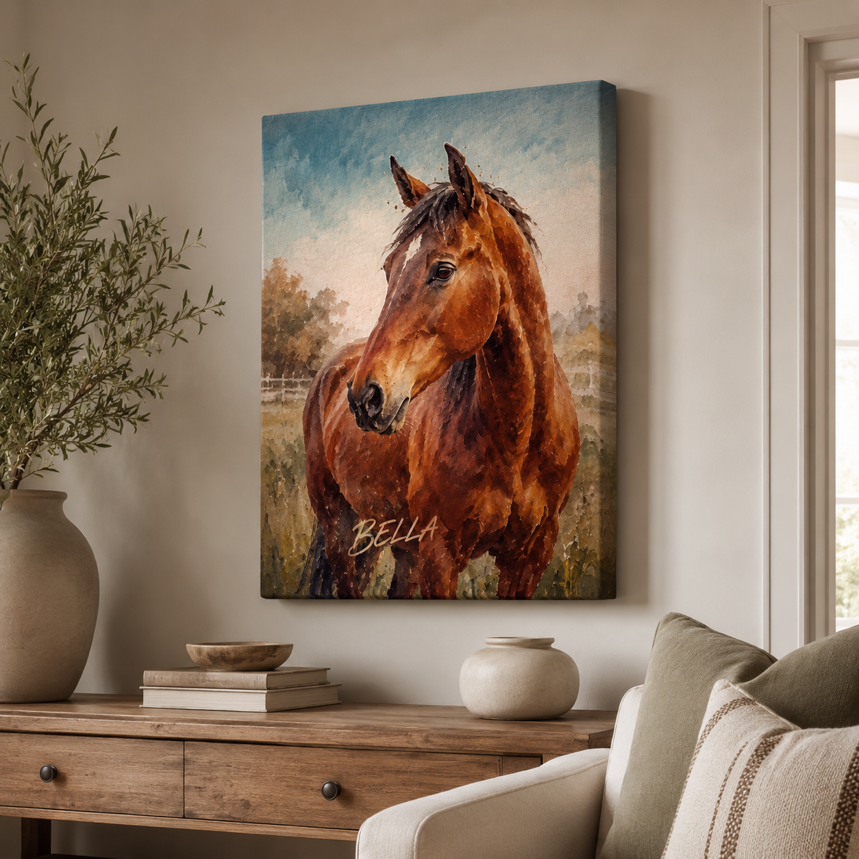Custom Photo Pure Horse Wall Art Canvas | Personalized Horse Photo Canvas | Gift For Horse Lovers TOM99