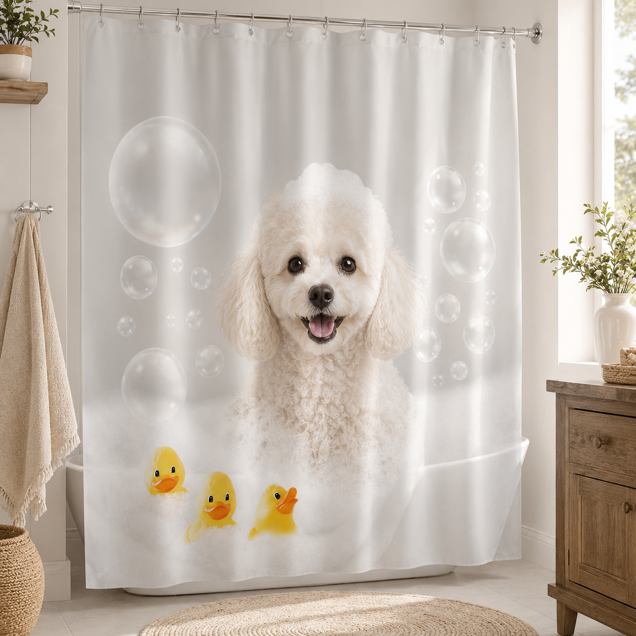 Custom Photo Dog Shower Curtain | Gift For Dog Lovers