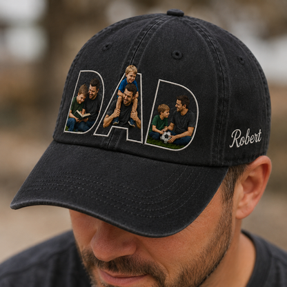 Custom Photo Father Embroidered Hat, Personalized Cap, Custom Portrait Dad Hat, Father’s Day Gift TOM99