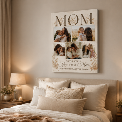 Custom Photo Mom Is The World Canvas Wall Art - Custom Gift For Mom TOM99